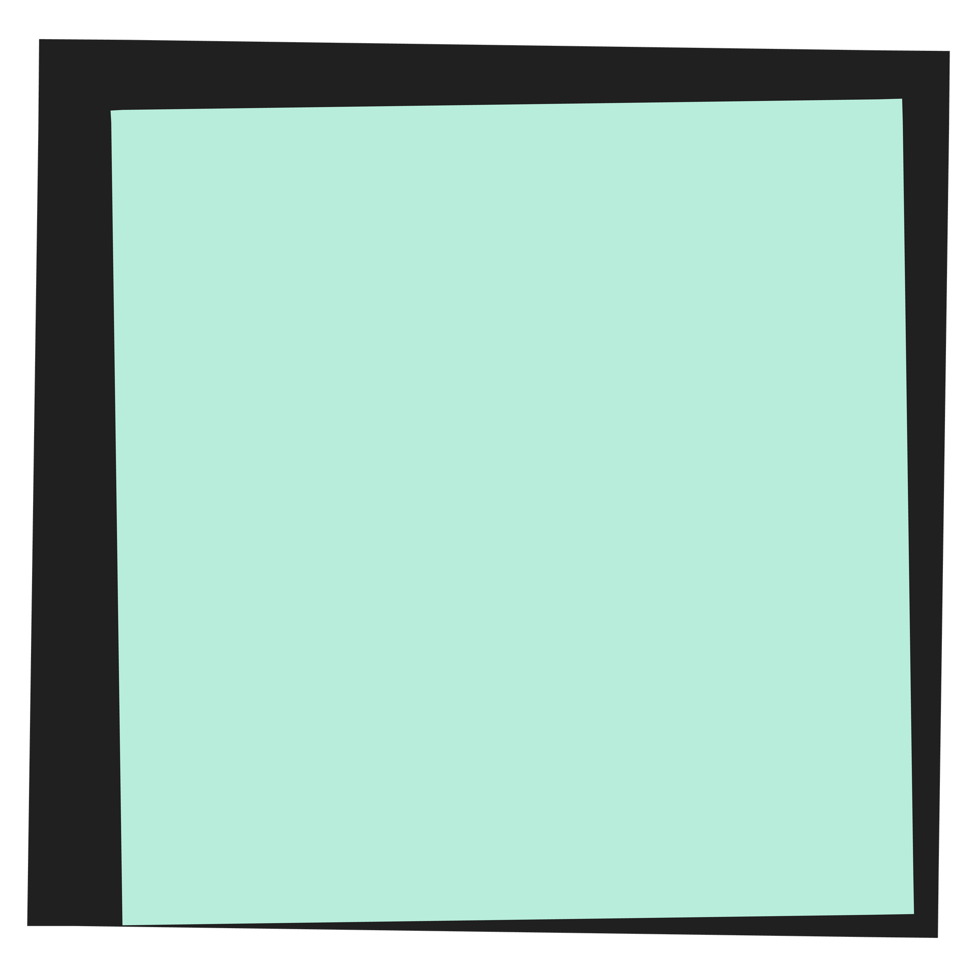 A square sticky note with a black frame on a white background.
