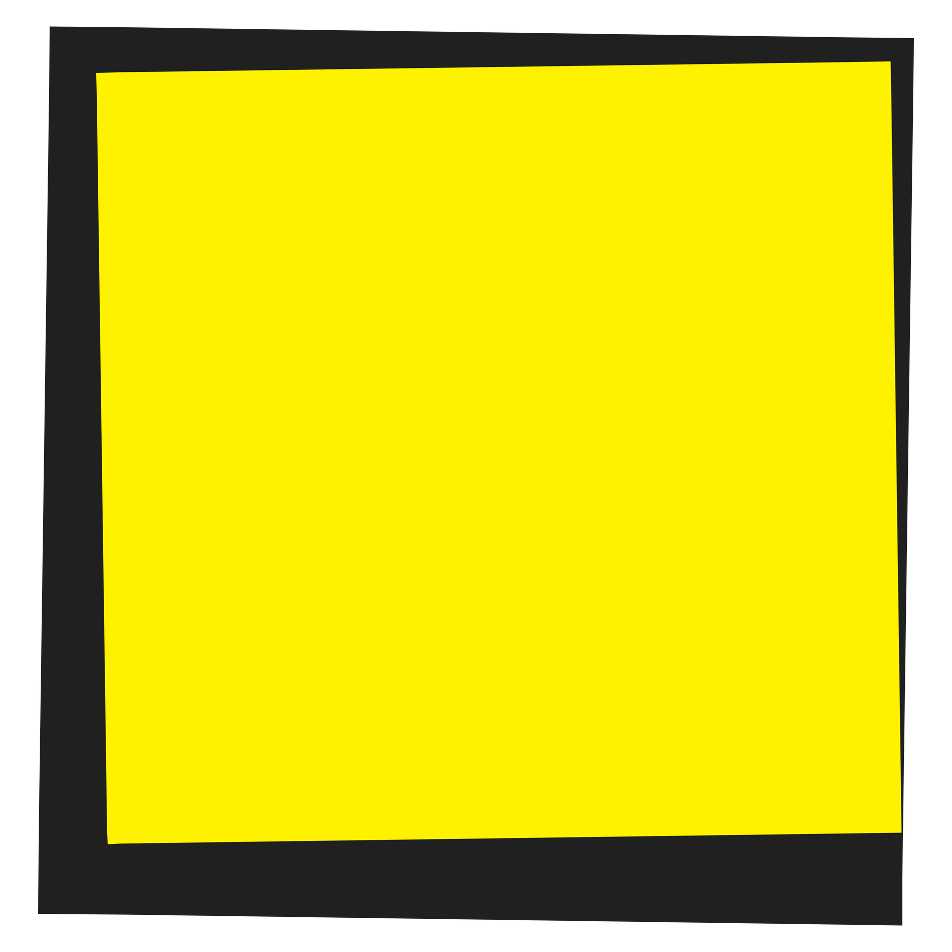 A yellow square with a black border on a white background.
