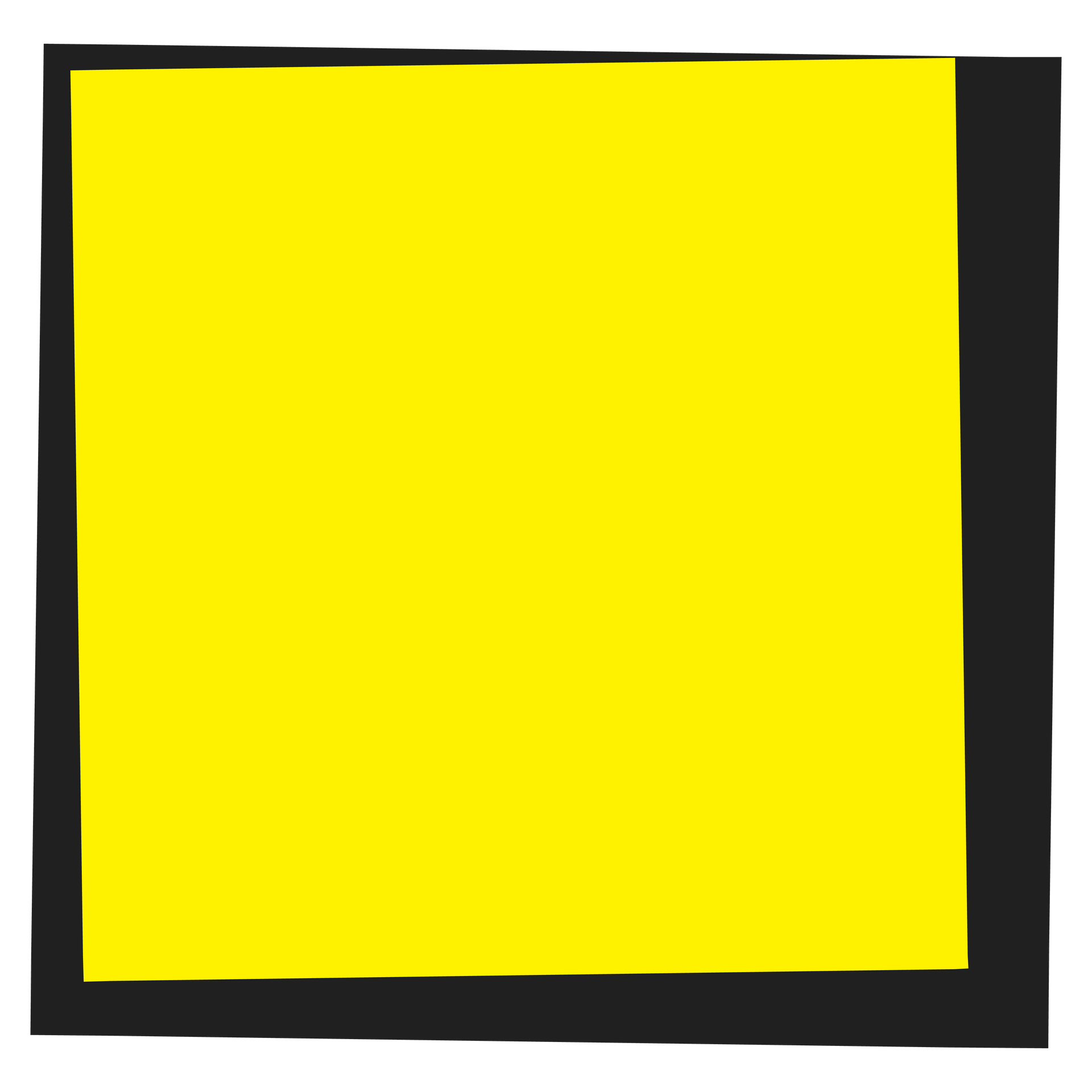 A yellow square with a black border on a white background.