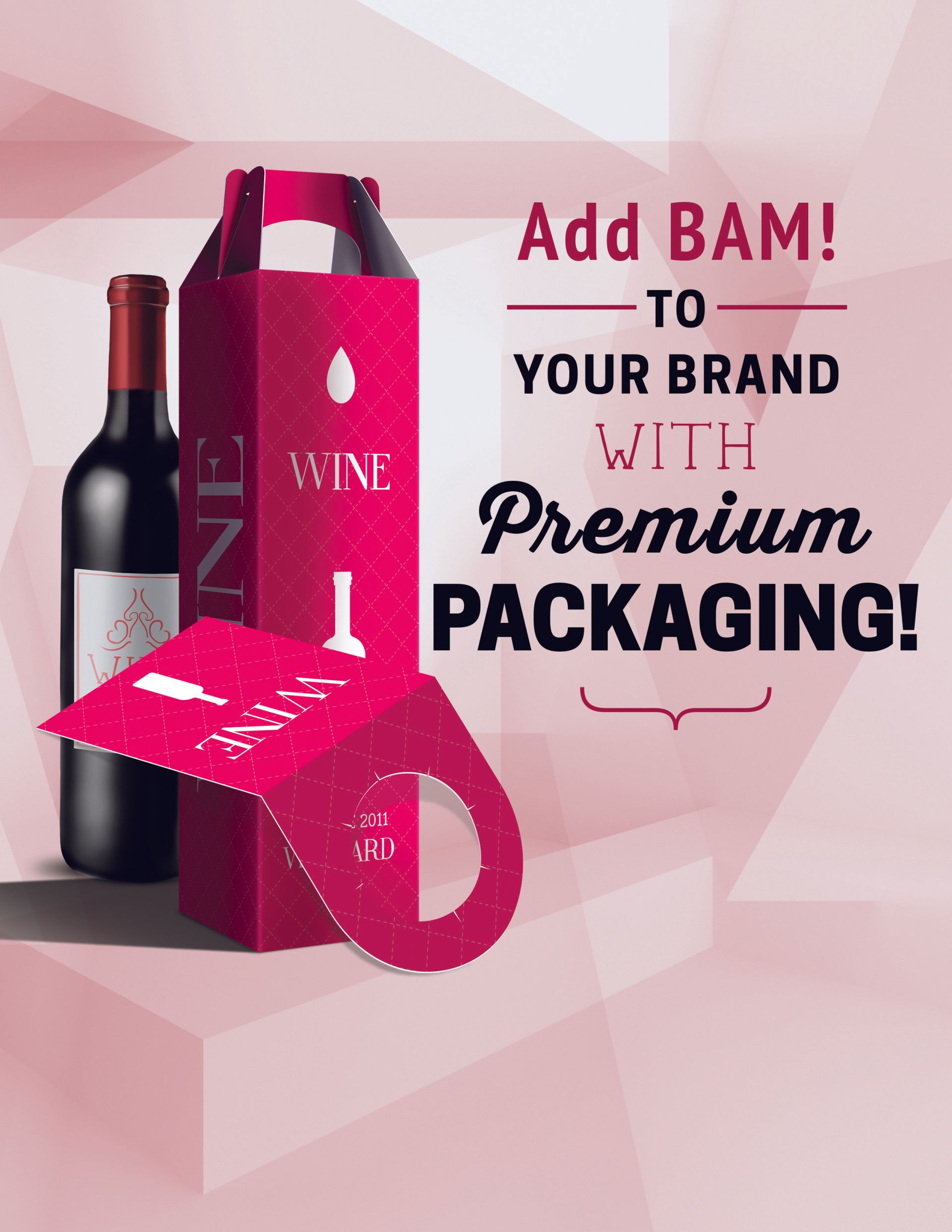 A poster that says add bam to your brand with premium packaging