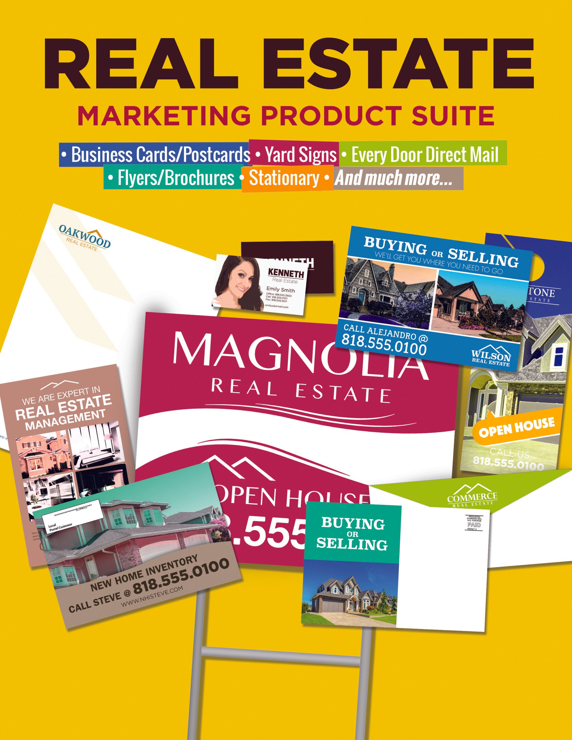 A poster for a real estate marketing product suite