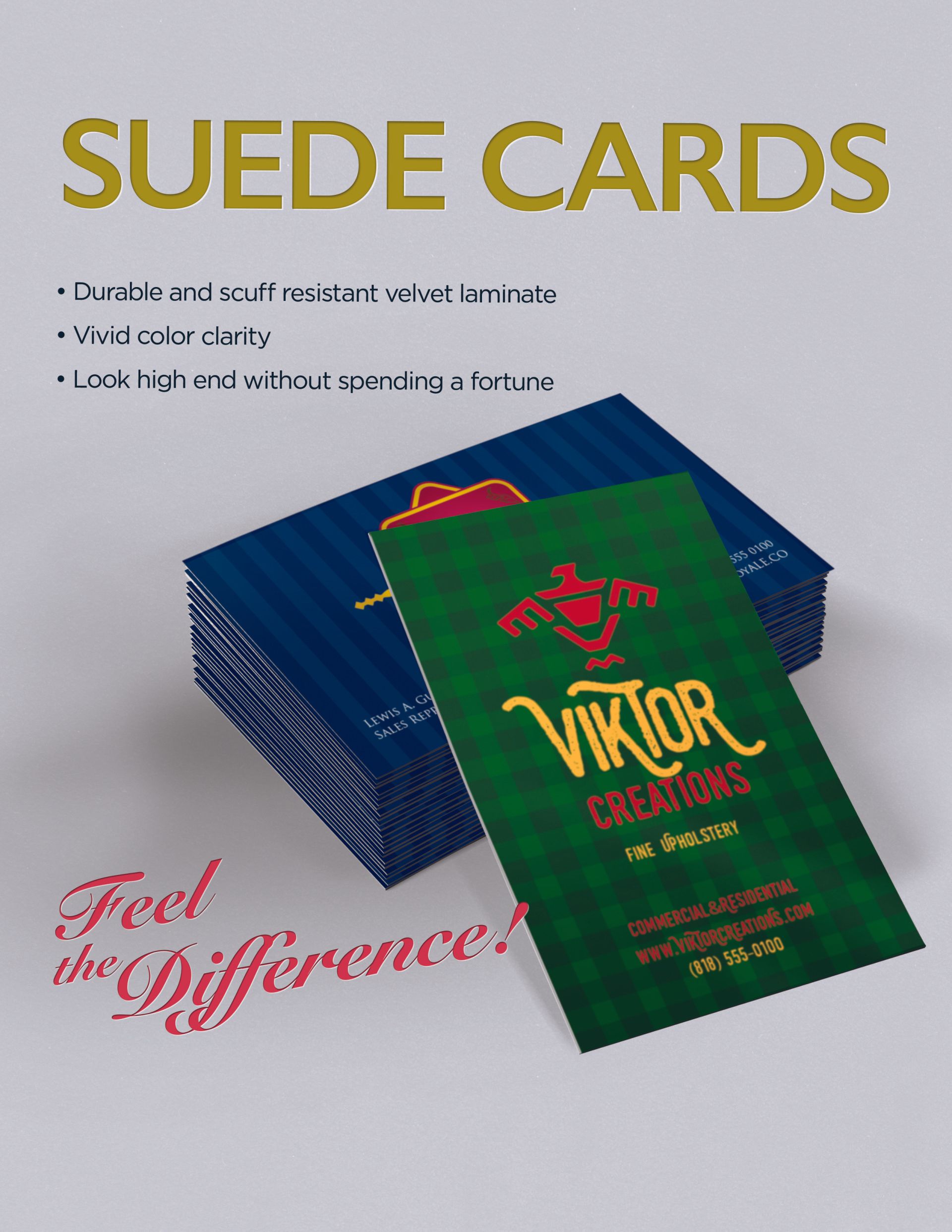 A stack of suede cards with viktor on them