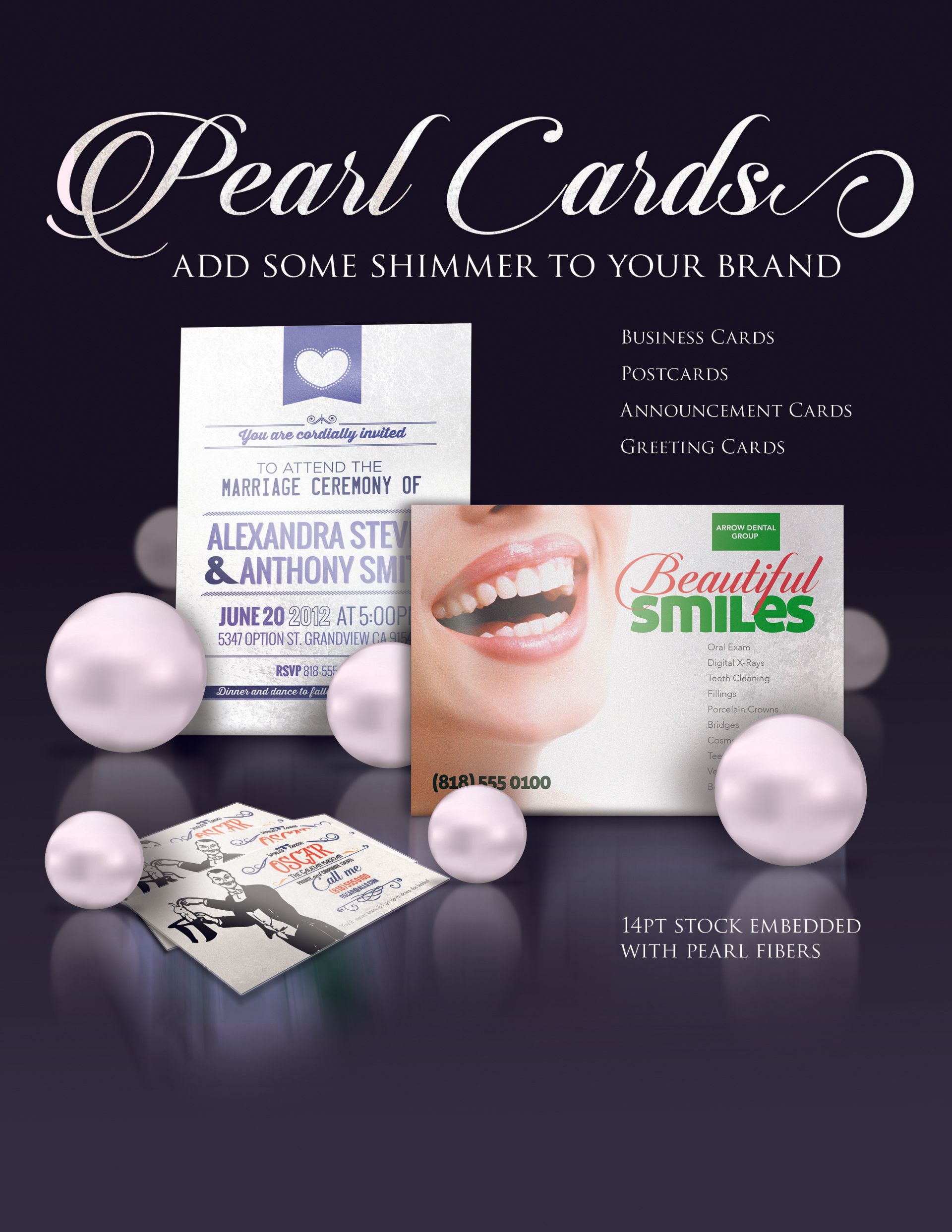 Pearl cards add some shimmer to your brand