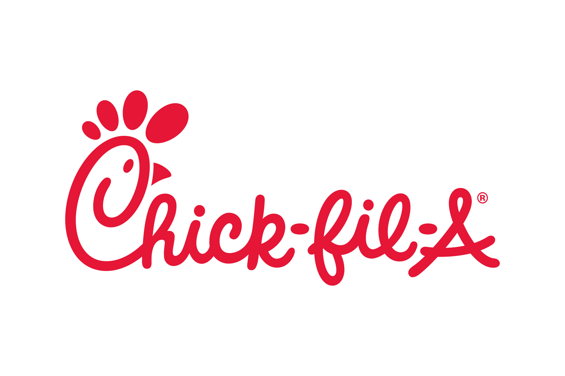 Red Chick-fil-A logo consisting of a stylized chicken head icon and the text