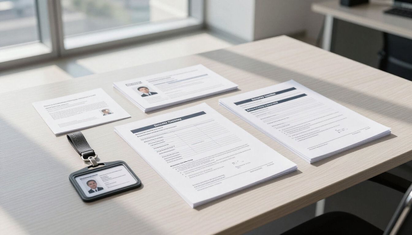 Desktop with printed documents and a smartphone on a modern office table
