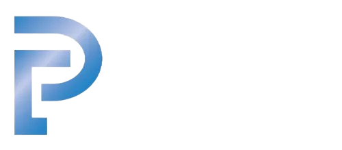 Blue gradient letter P logo on a white background