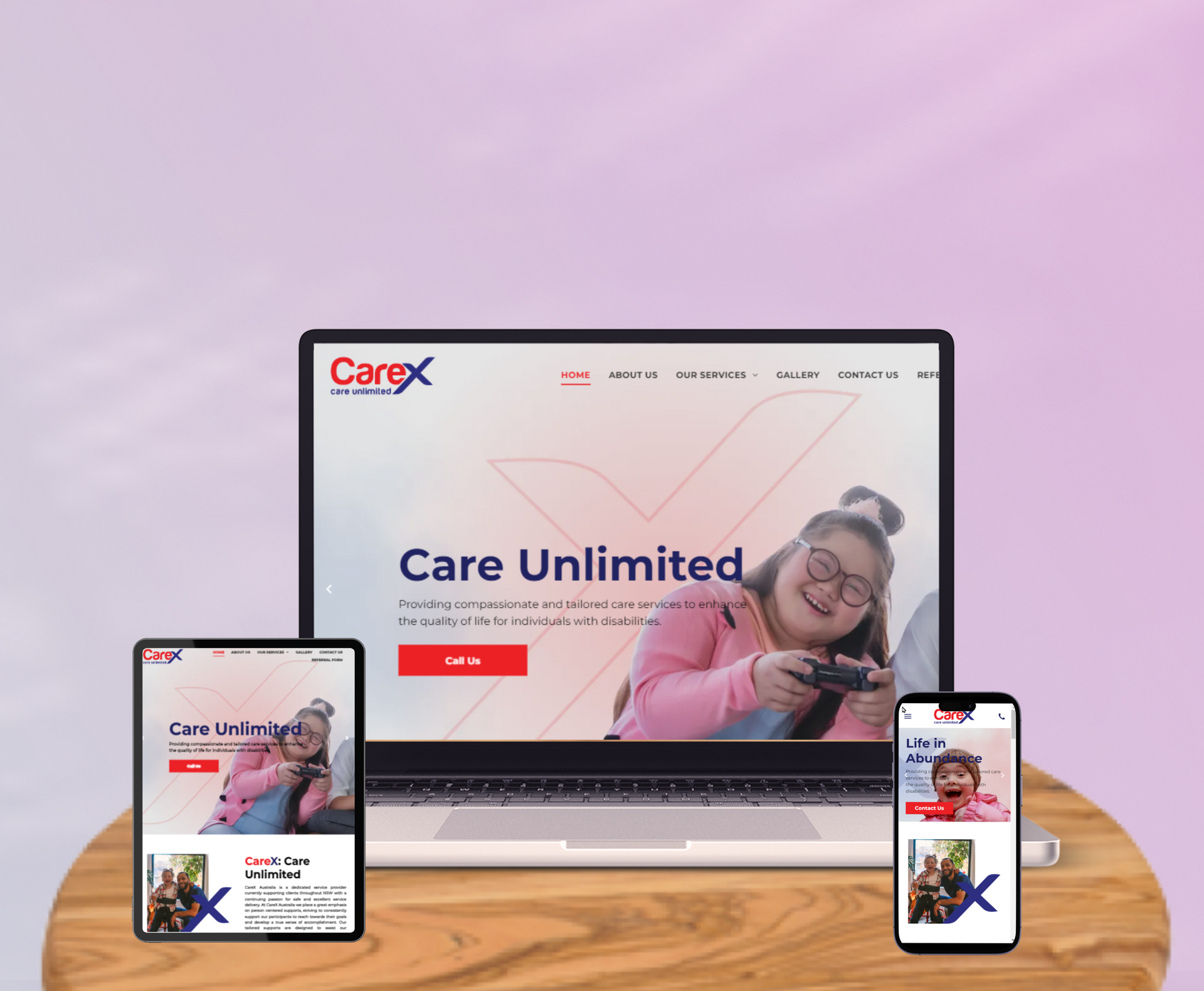 Carex Australia website design displayed in a desktop browser mockup.