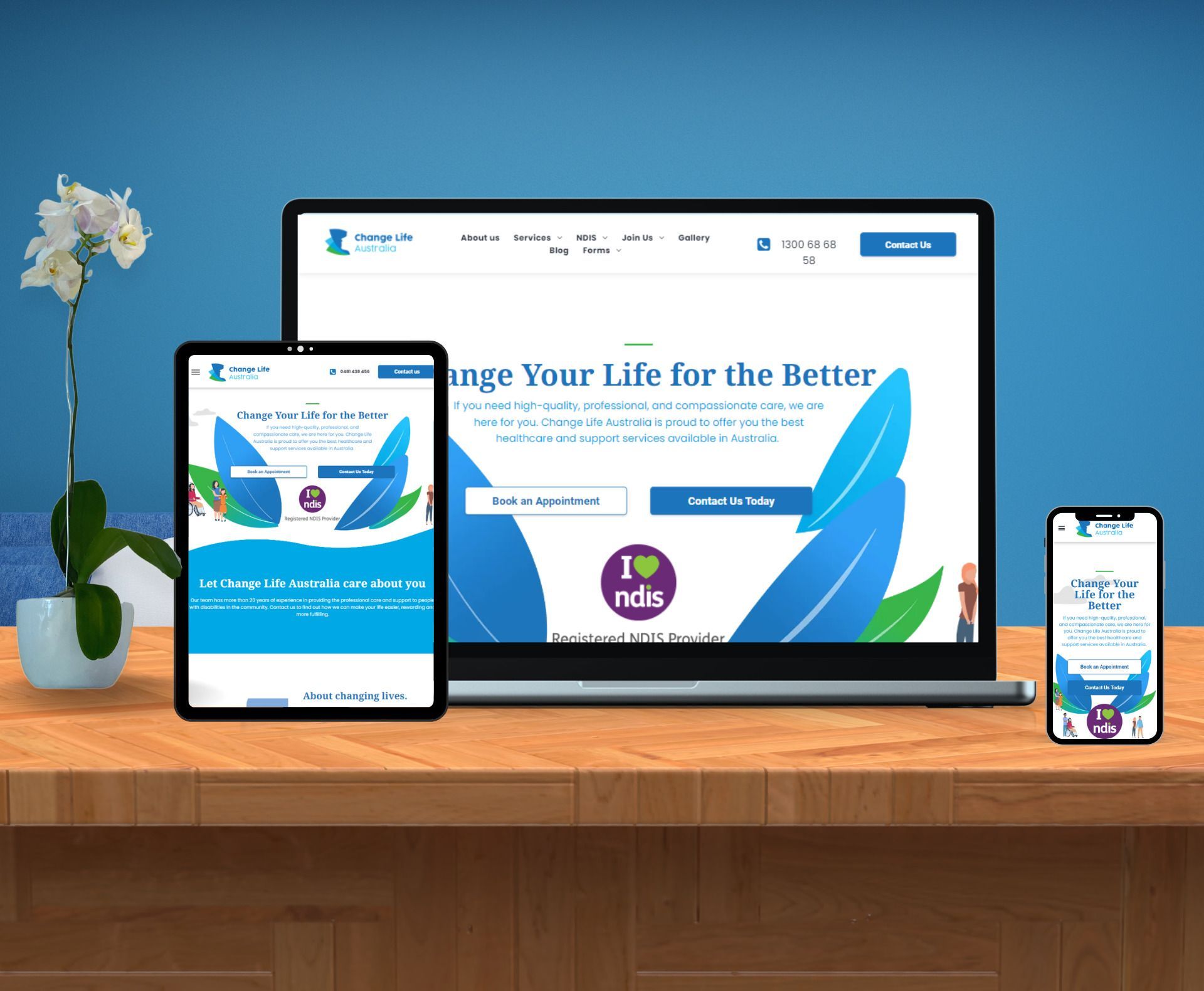 Change Life Australia website design displayed in a desktop browser mockup