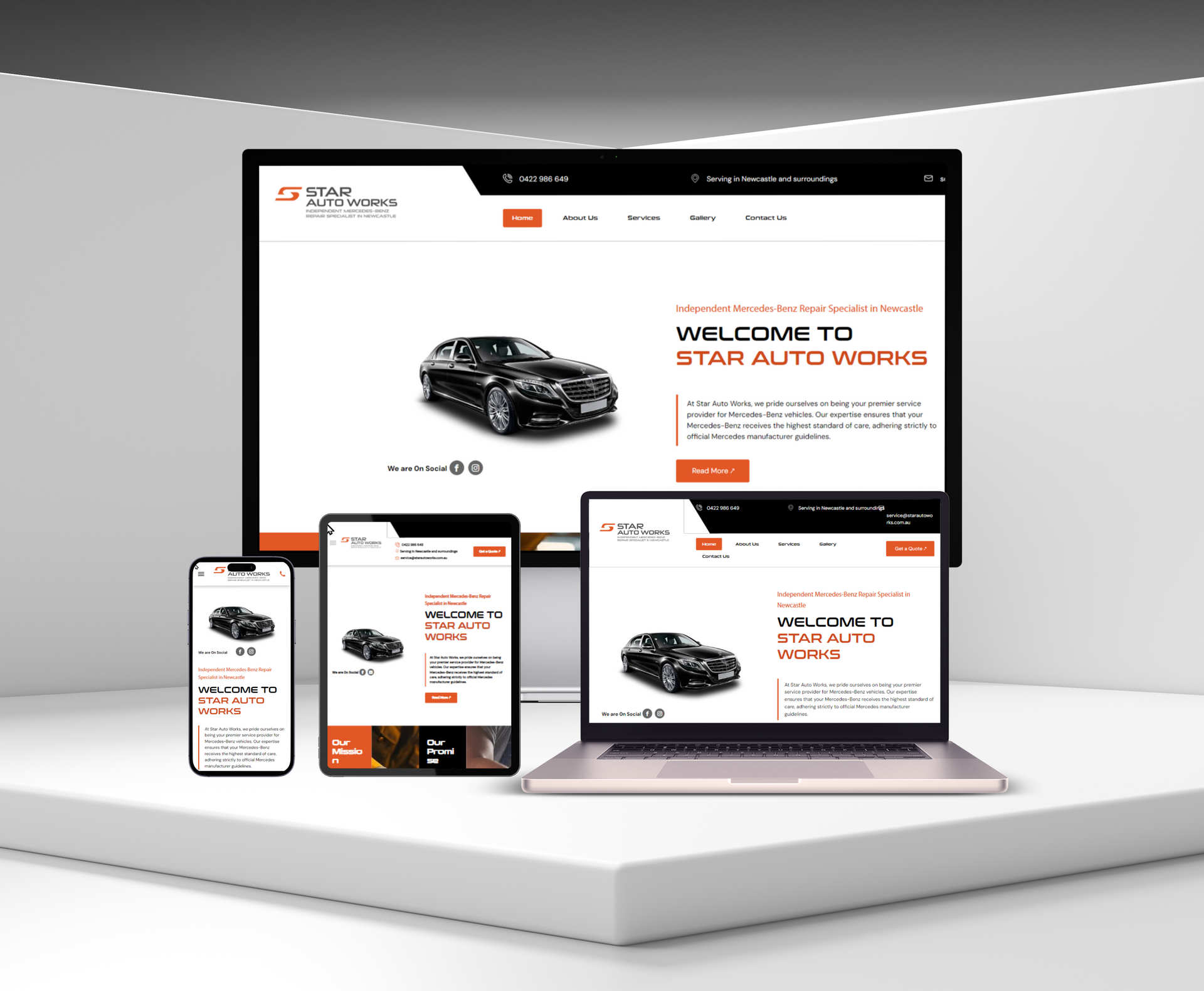 Star Auto Works website design displayed in a desktop browser mockup.