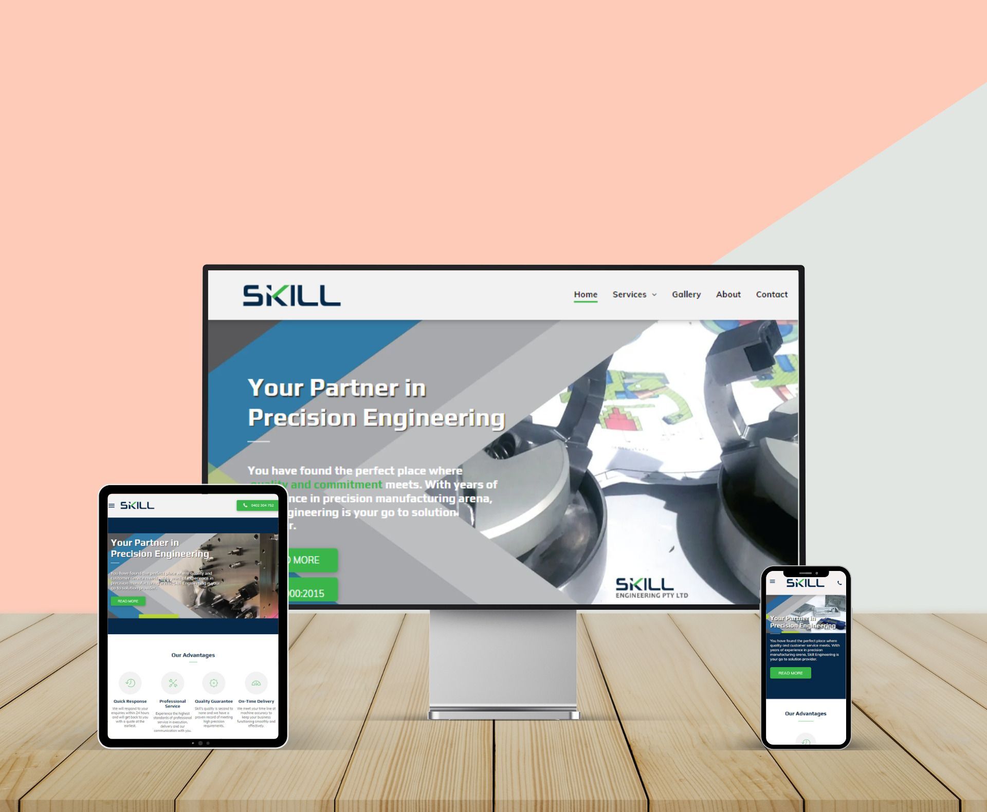 Skill Engineering Pty Ltd website design displayed in a desktop browser mockup