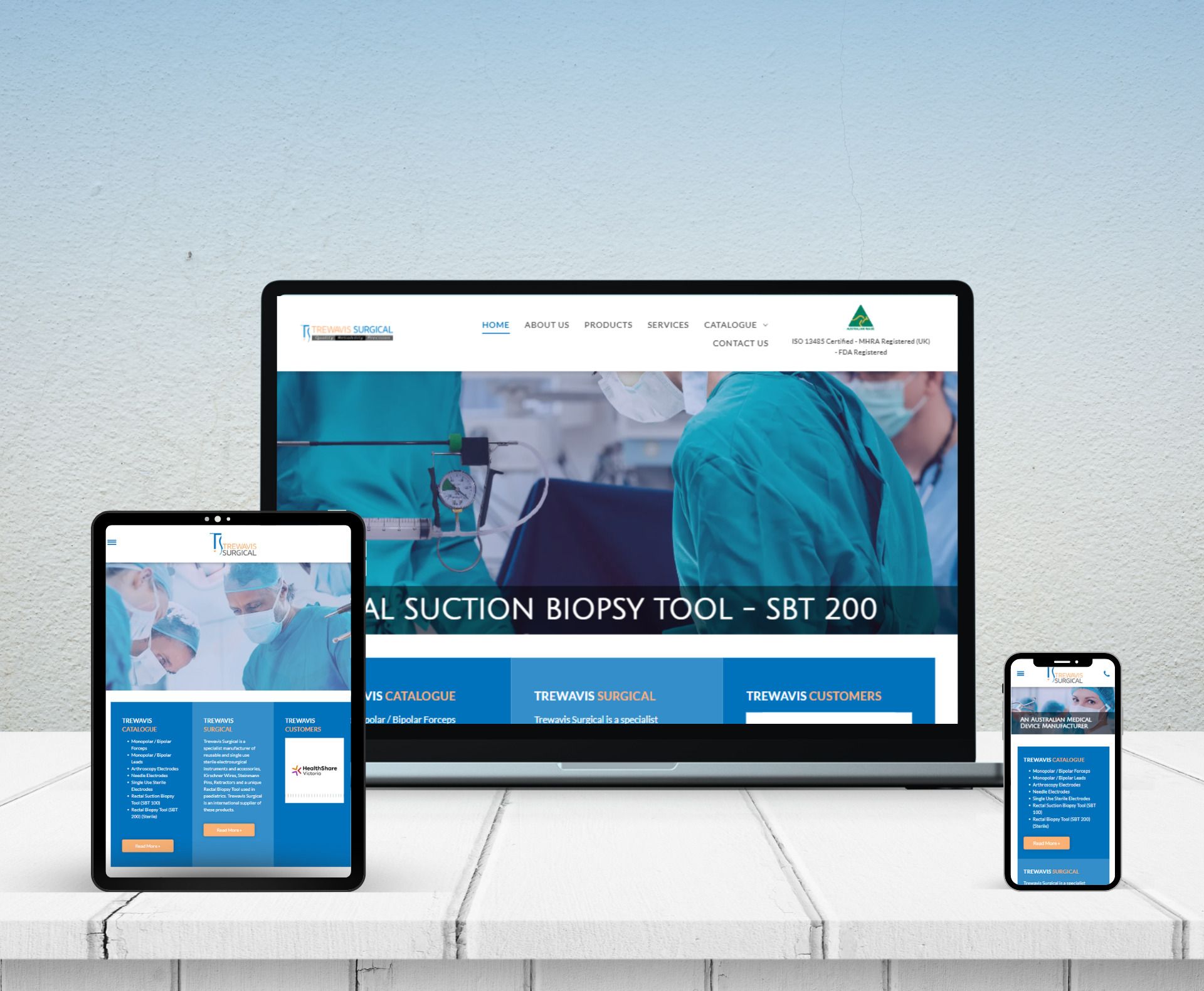 Trewavis website design displayed in a desktop browser mockup