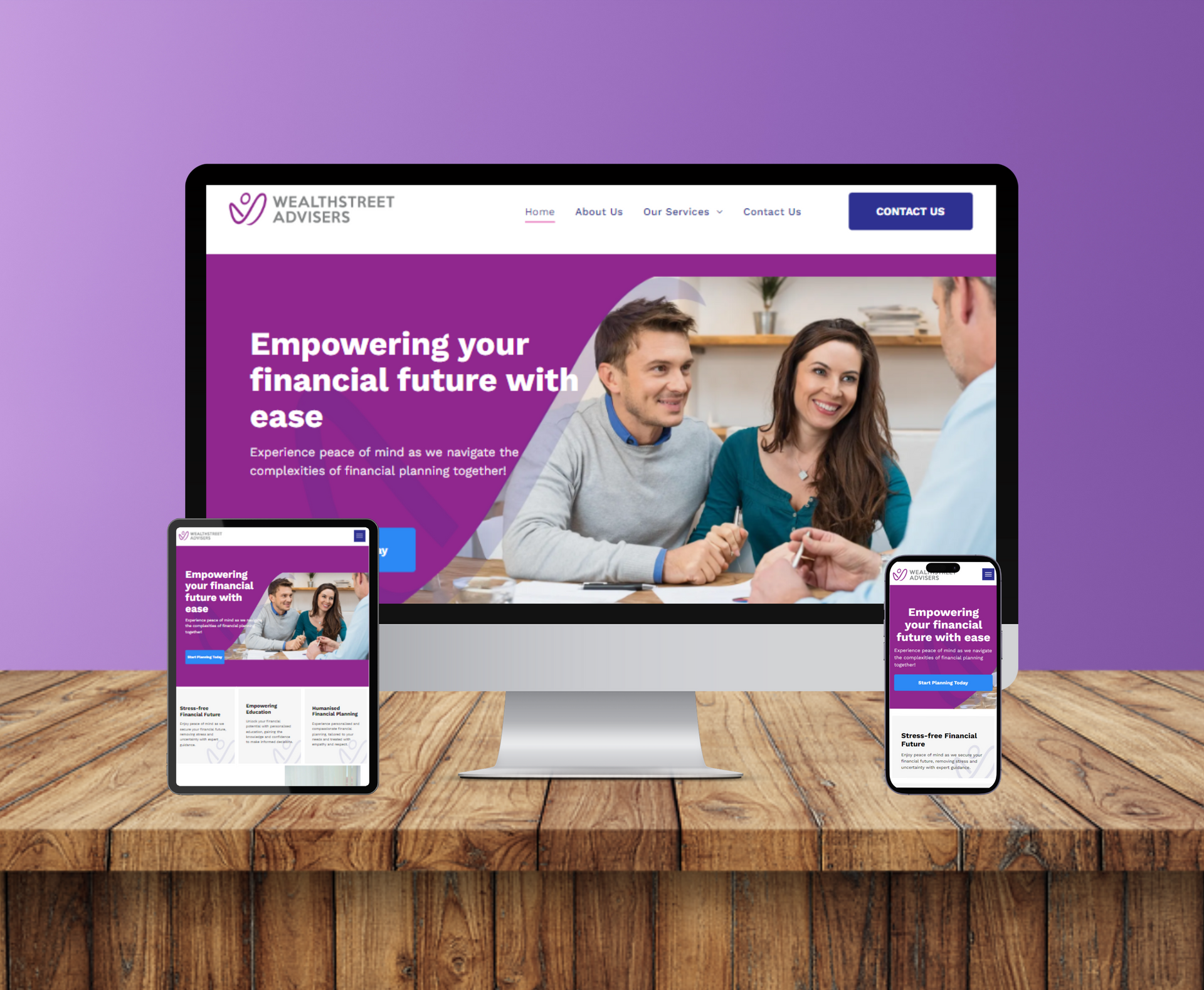 Wealthstreet Solutions website design displayed in a desktop browser mockup.
