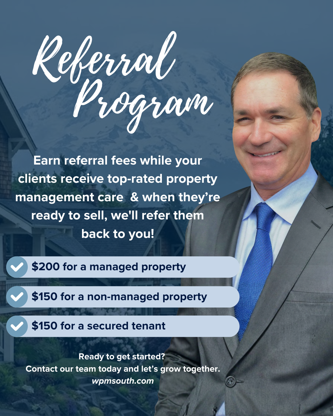 Windermere Property Management South referral program with agent commission details