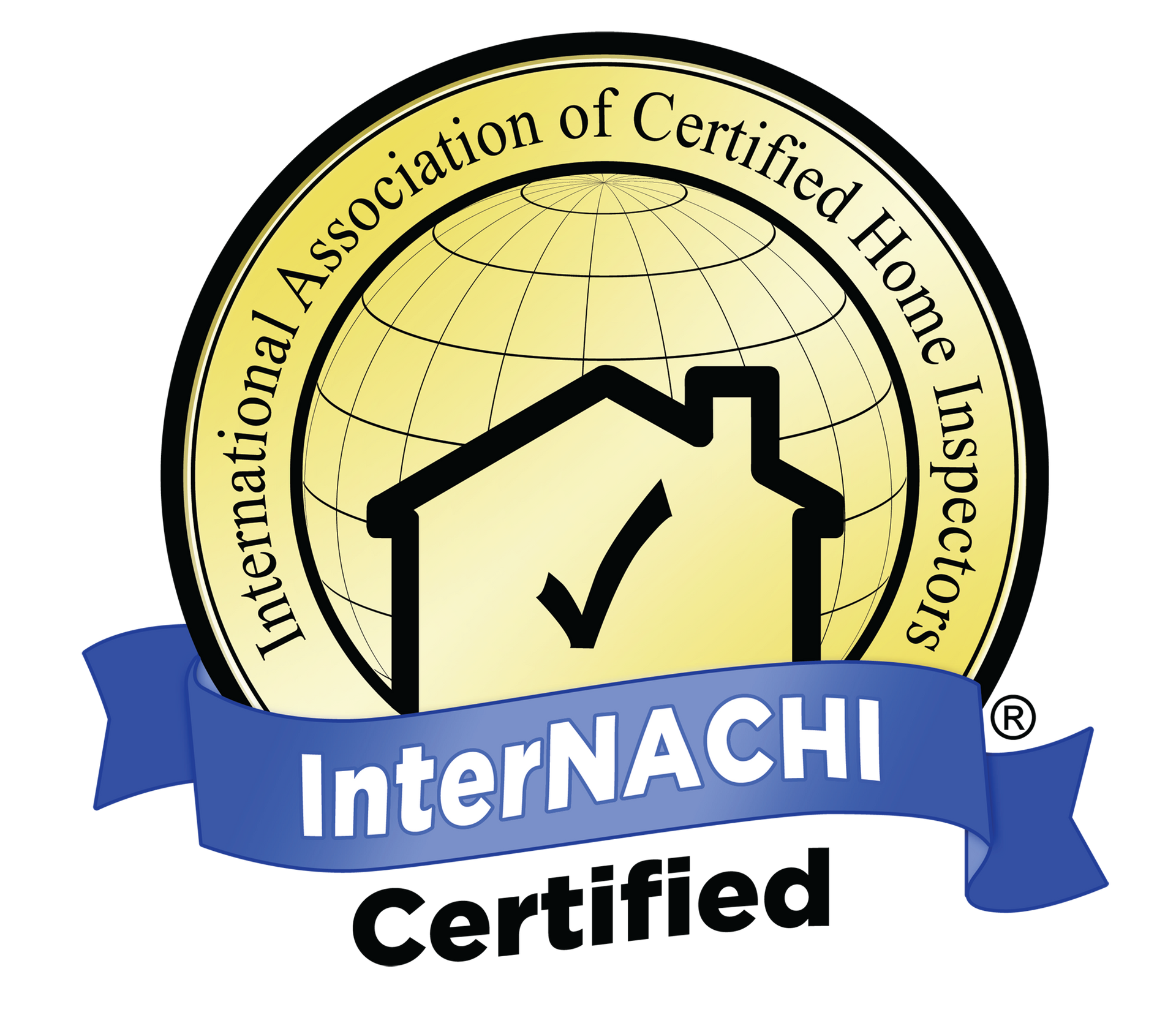InterNACHI Certified logo: a gold seal with a house icon, a check mark, and the text