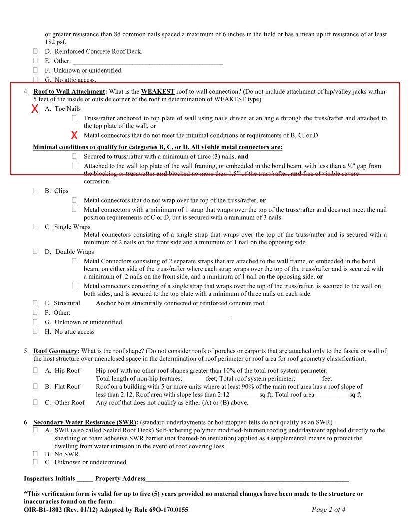 Test document with multiple-choice questions; red box highlighting an answer choice.