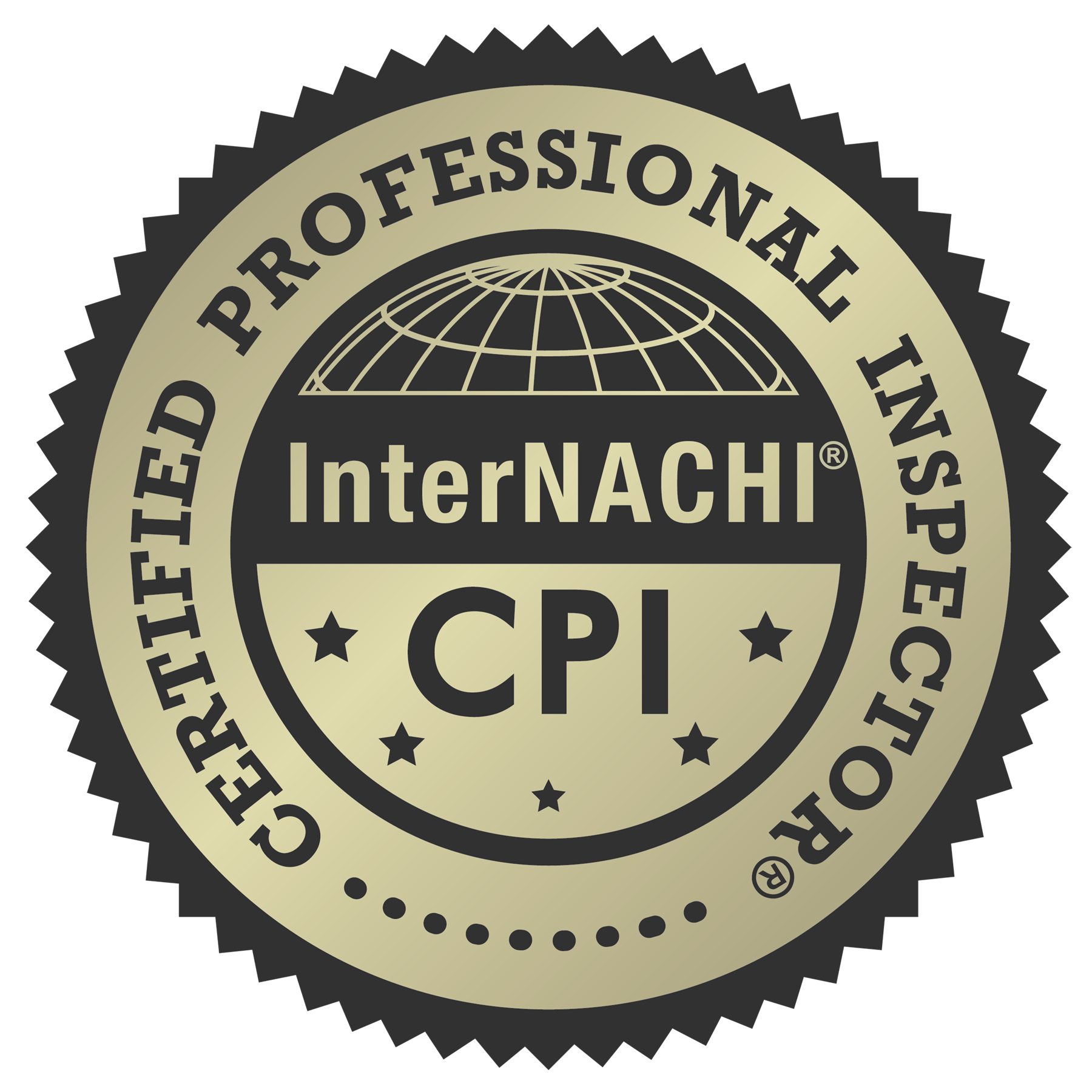 Certified Professional Inspector seal; gold, black, and white; InterNACHI logo.