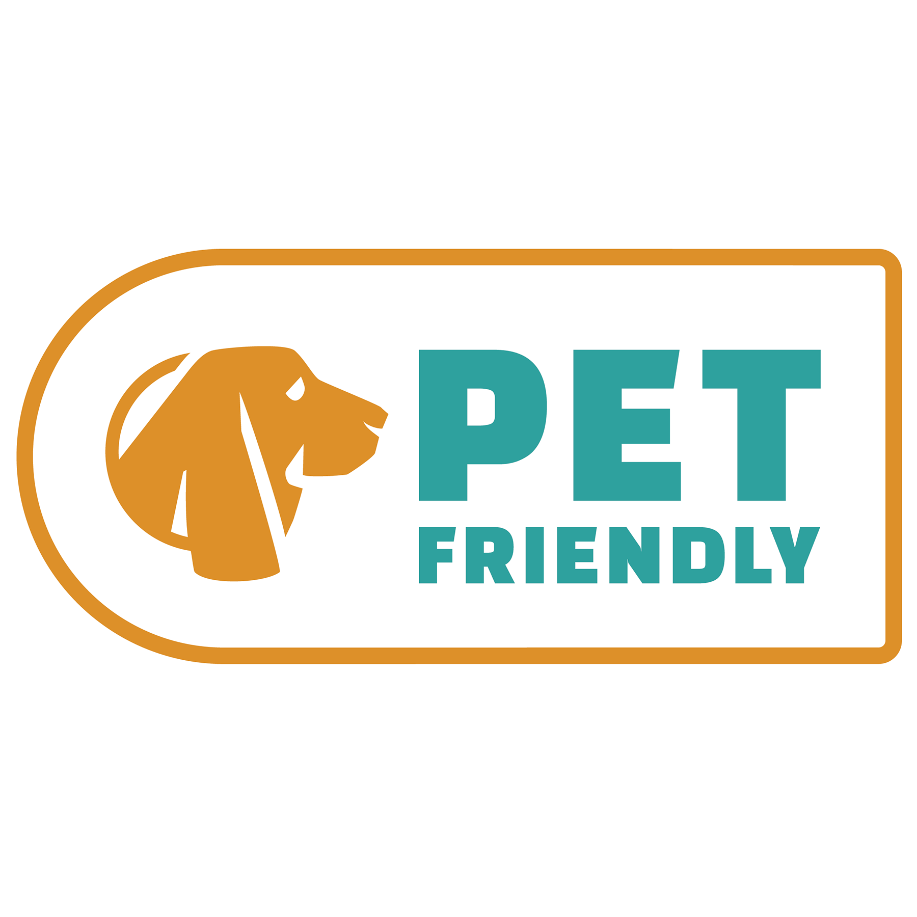 Orange dog icon next to teal
