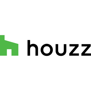 Houzz logo: Green house silhouette next to the word