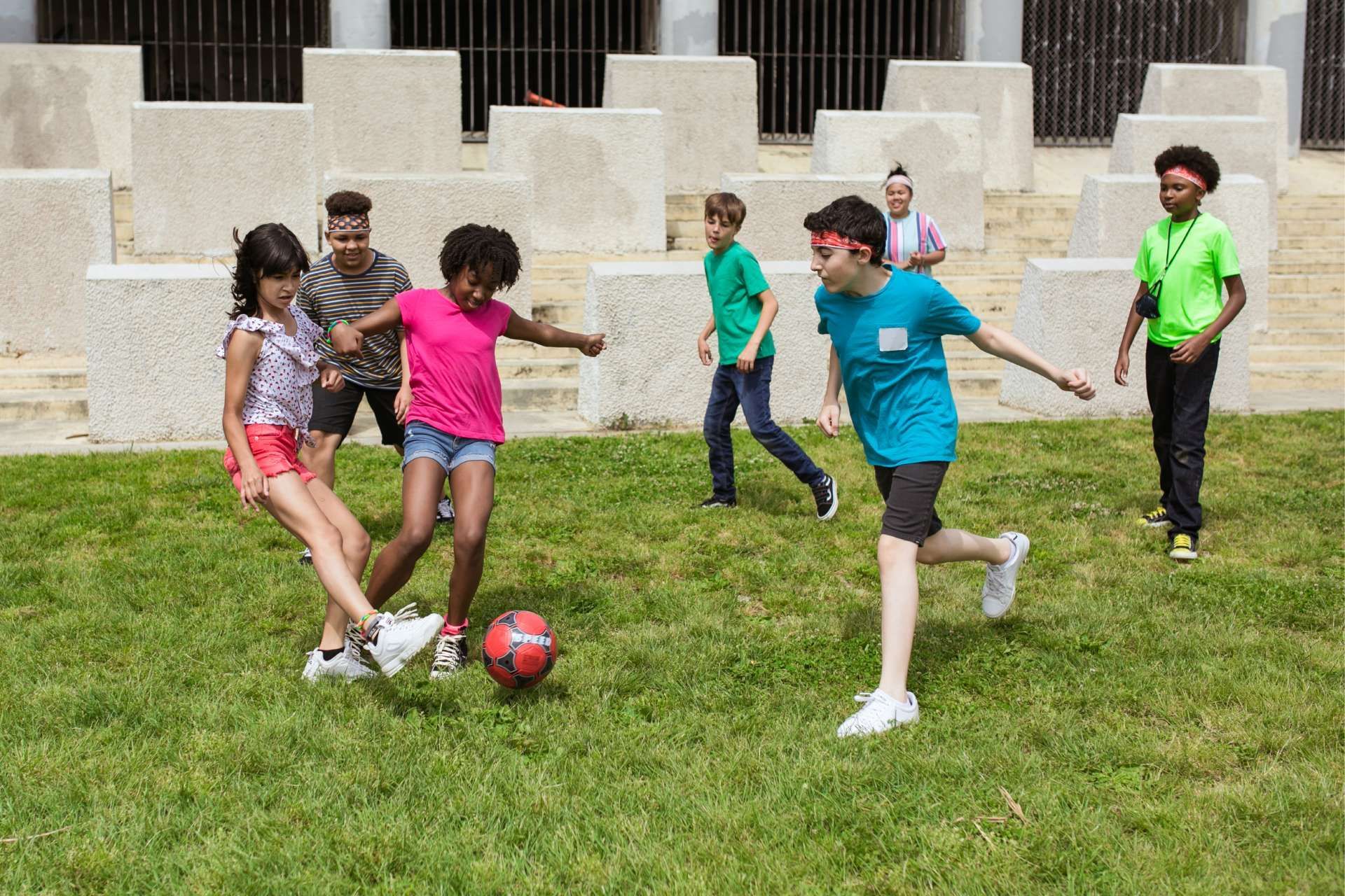 Kids playing soccer
