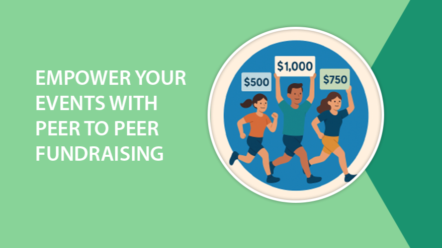 People running, raising funds with goal numbers on signs. 