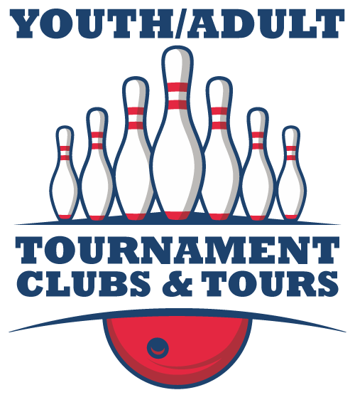 Bowling tournament logo with pins