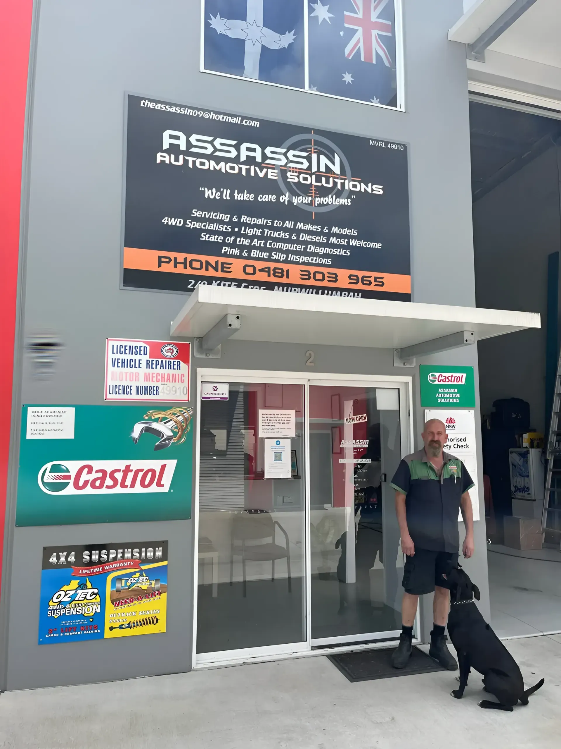 Man Outside Store — Assassin Automotive Solutions in South Murwillumbah, NSW
