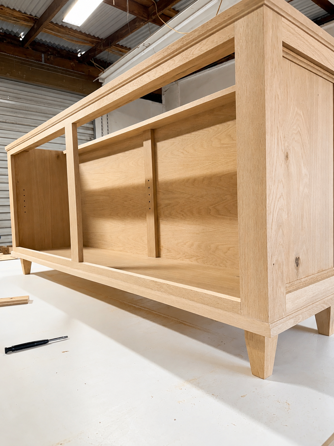 white oak cabinet in progress