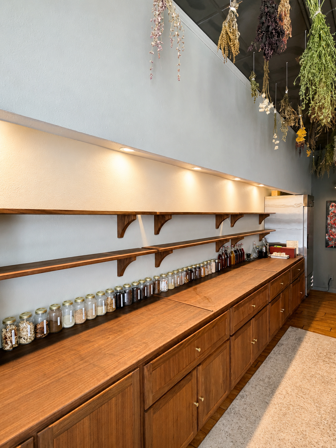 walnut shelves
