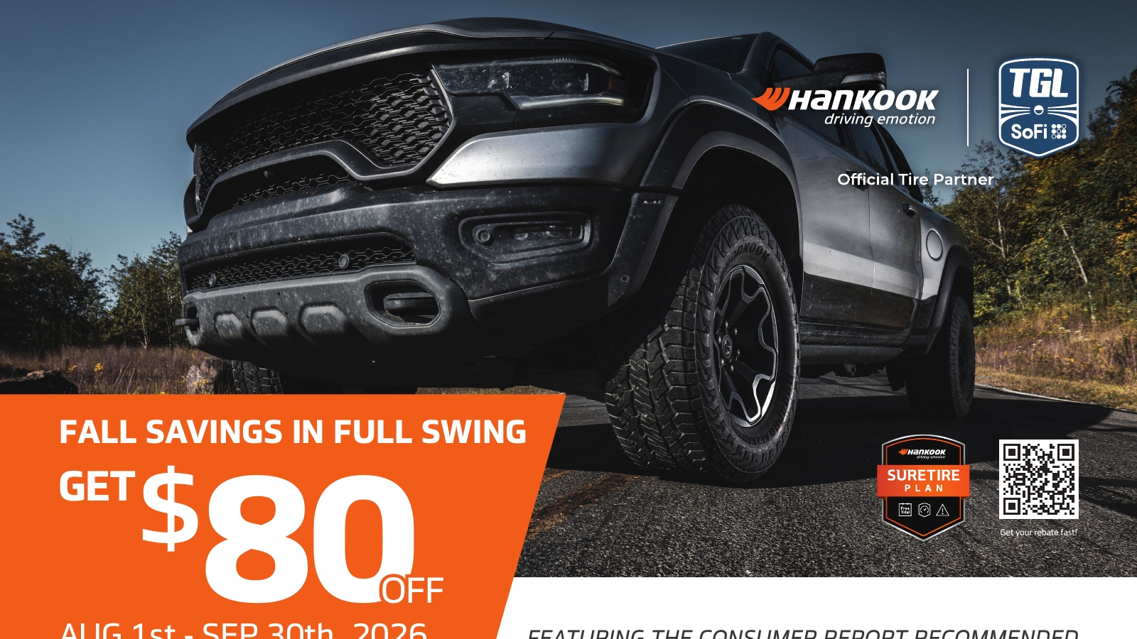 Hankook $80 Rebate — Valid Through September 30, 2026