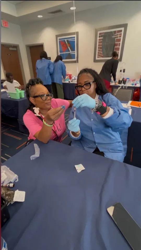 Phlebotomy student training workspace