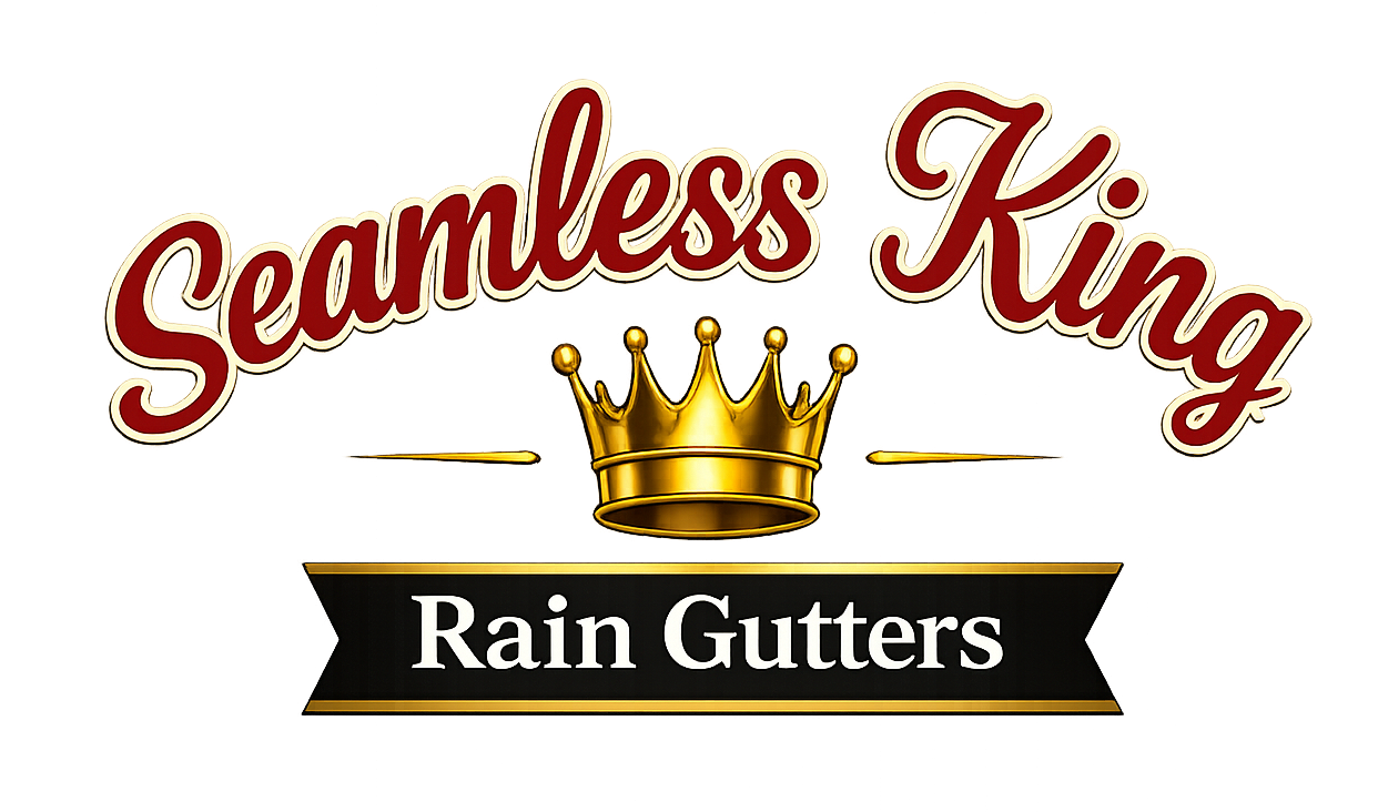 Seamless King logo with gold crown and black banner reading