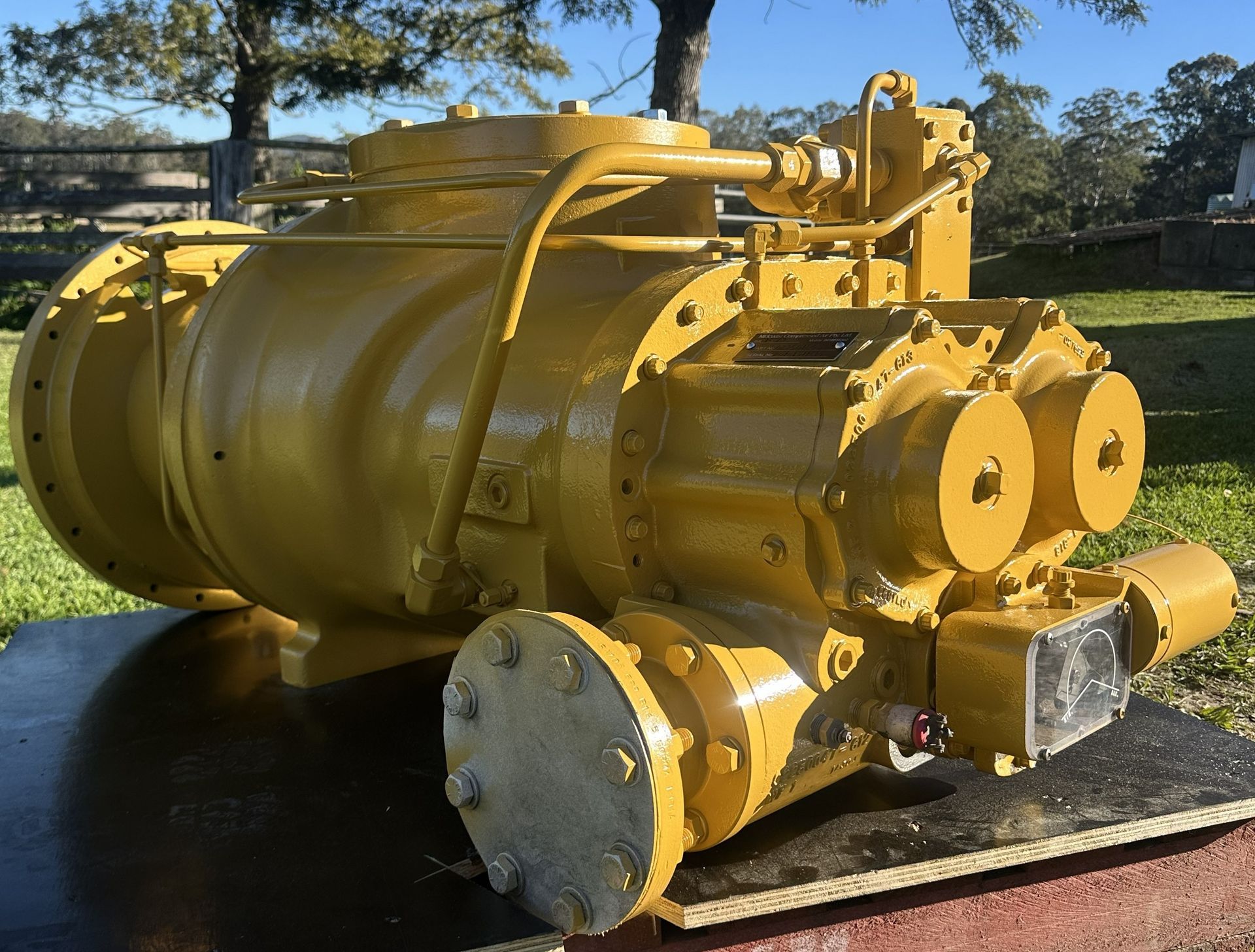  heavy-duty yellow powertrain component.
