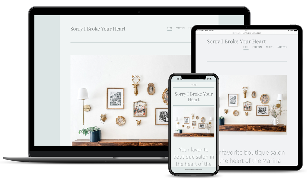 Sorry I Broke Your Heart website on a laptop, tablet, and smartphone.