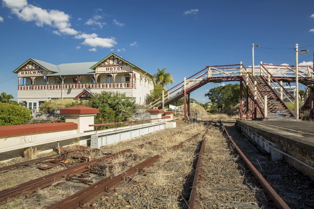 Train Station With a Bridge Over the Tracks — Lange's Fencing & Landscaping Centre in Gympie, QLD