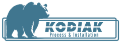 A kodiak process and installation logo with a bear on it
