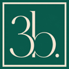 Stylized white “3b” logo on a teal background with a cream border.