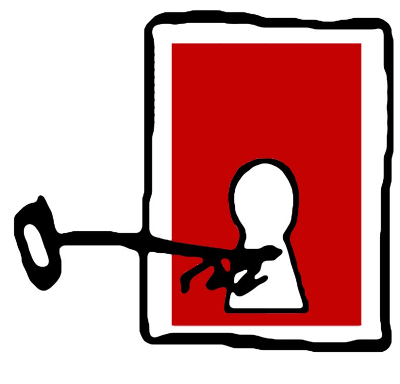 a stylized key and keyhole