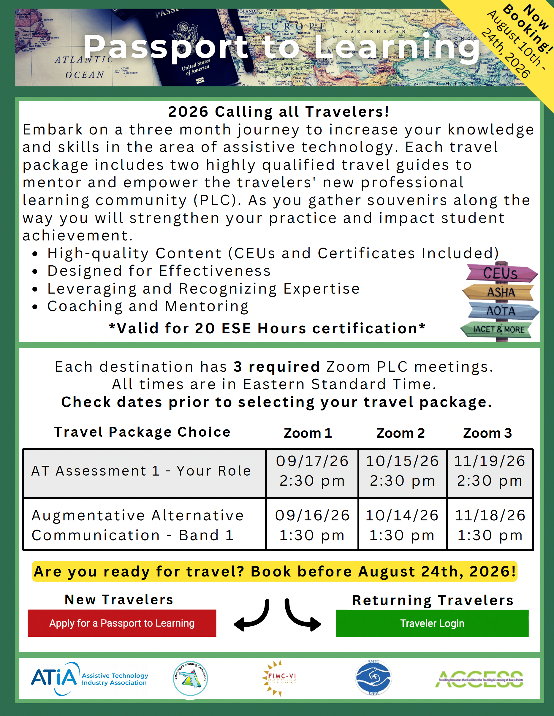 Screenshot of the Passport to Learning flyer.