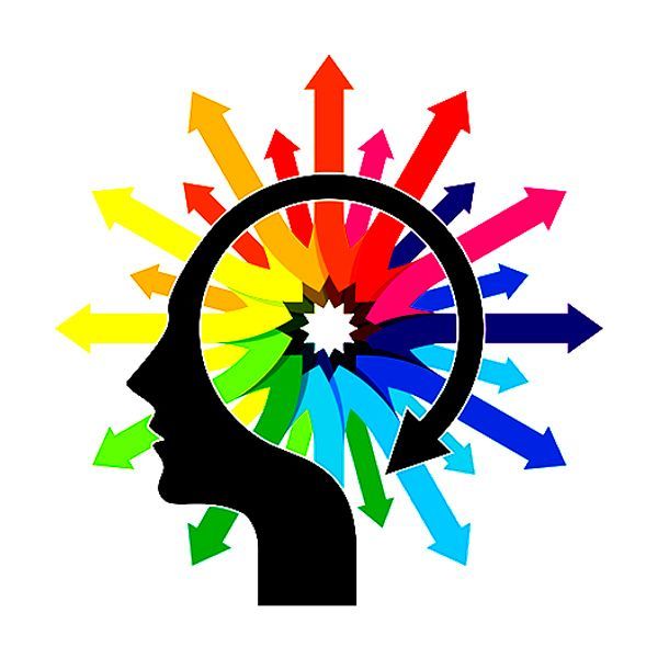 a stylized brain thinking in different ways