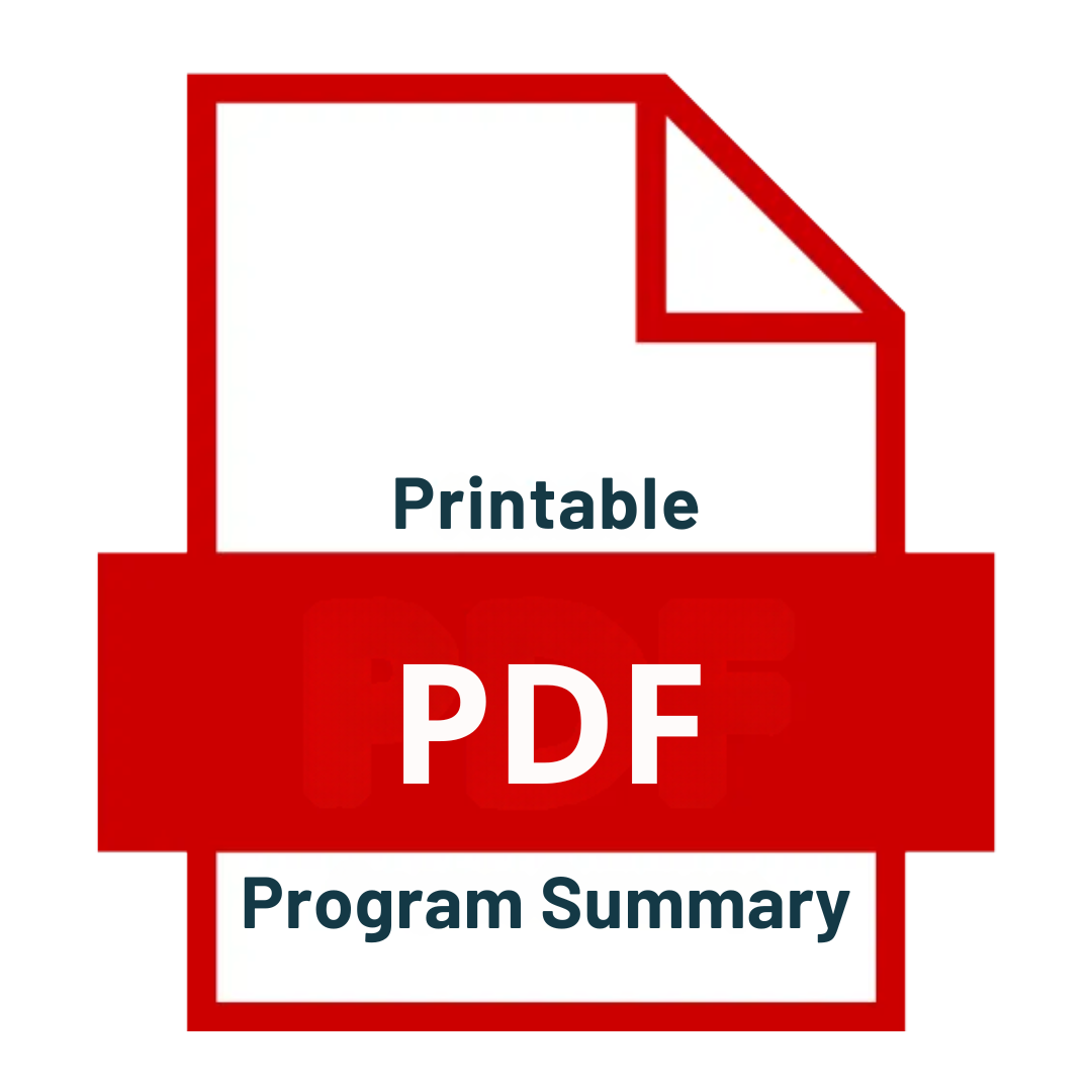 A red icon of a document with the word