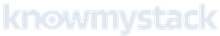 White “knowmystack” wordmark logo in light gray on a white background
