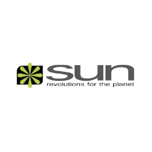 The sun revolutions for the planet logo is on a white background.