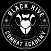 Black Hive Combat Academy MMA logo with white bee and hexagonal design on black background