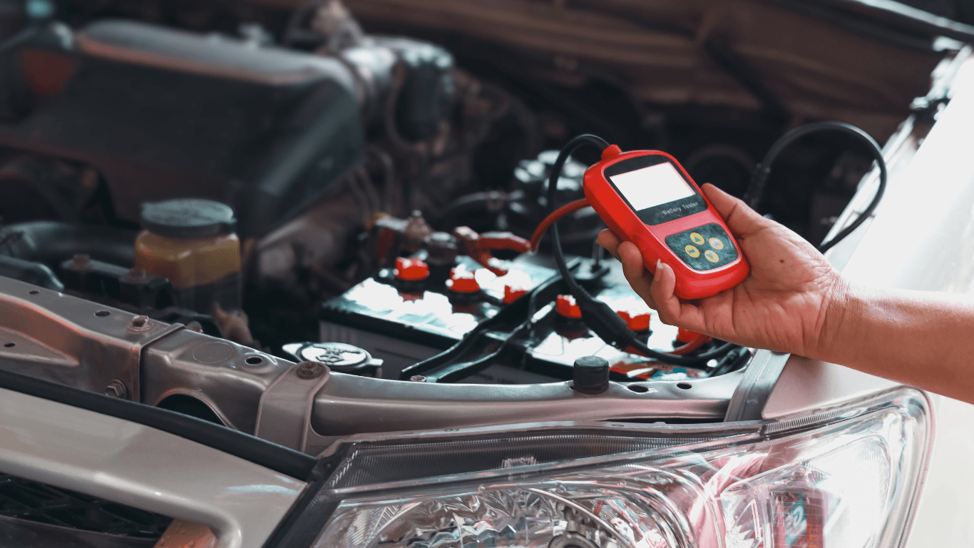 A mechanic running a vehicle diagnostic evaluation