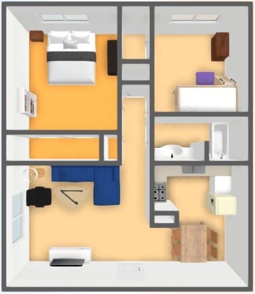 Floor Plan: 2 Bed · 1 Bath