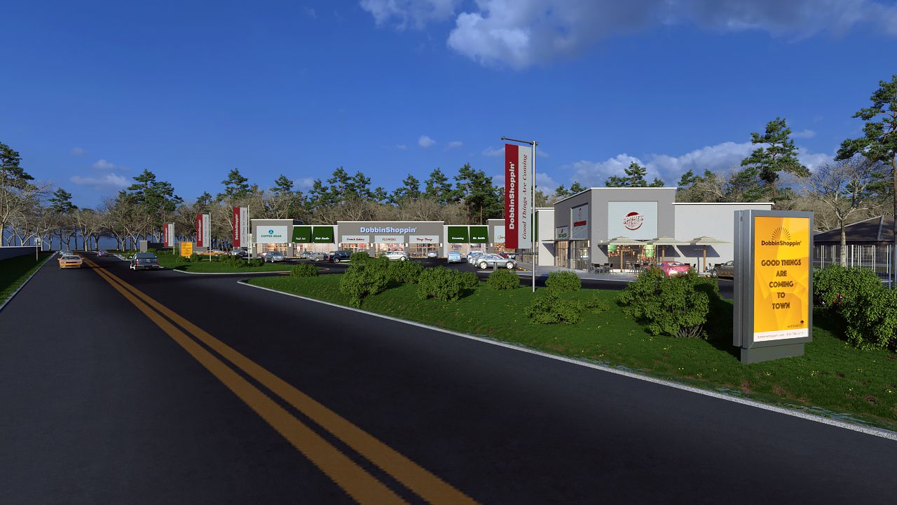 An artist 's impression of a new shopping center