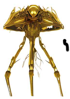 Gold metallic Martian tripod 