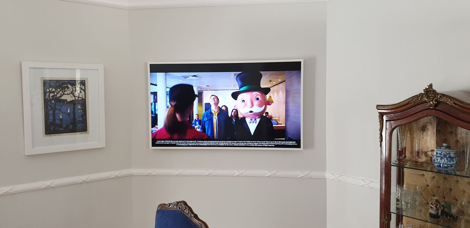 TV on a wall.