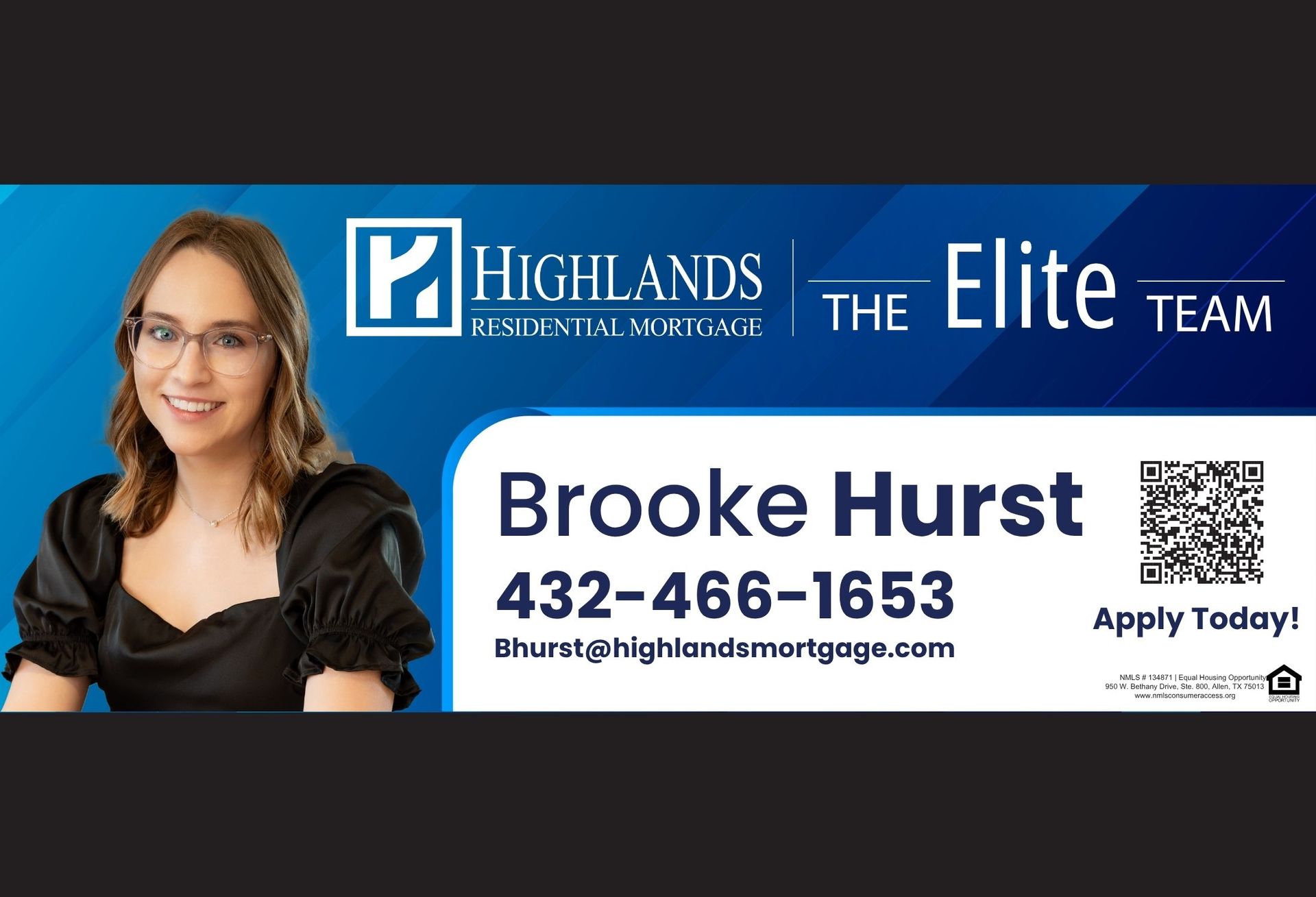 Broker Hurst Realtor ad with phone number, Highlands Realty Network logo, and “The Elite Team” banner