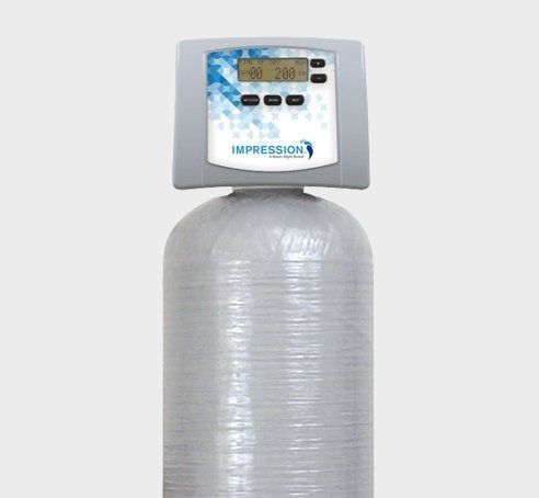 Water softener tank with digital control head on top
